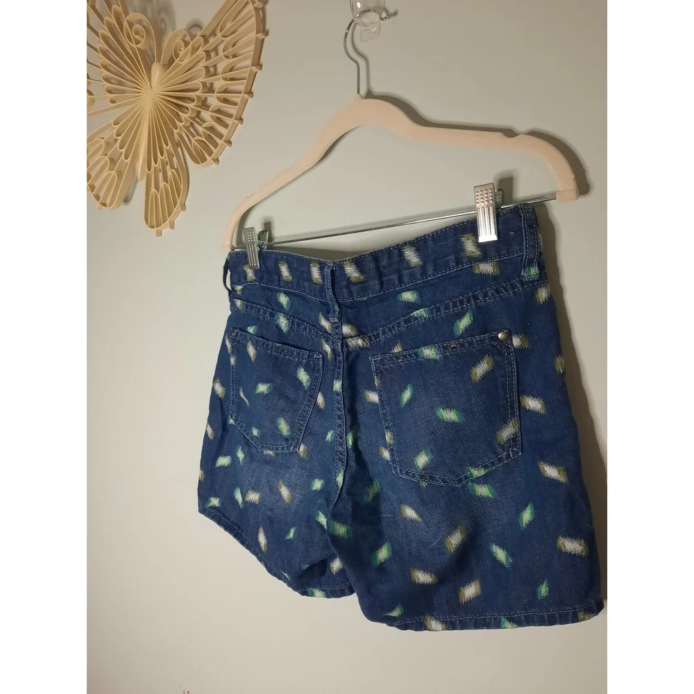 Pilcro and the Letterpress Anthropologie Ikat Embroidered Denim Shorts Size 27